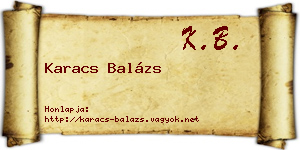 Karacs Balázs névjegykártya